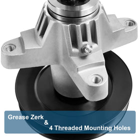 Parts Camp spindle ships with four bolts for secure installation.