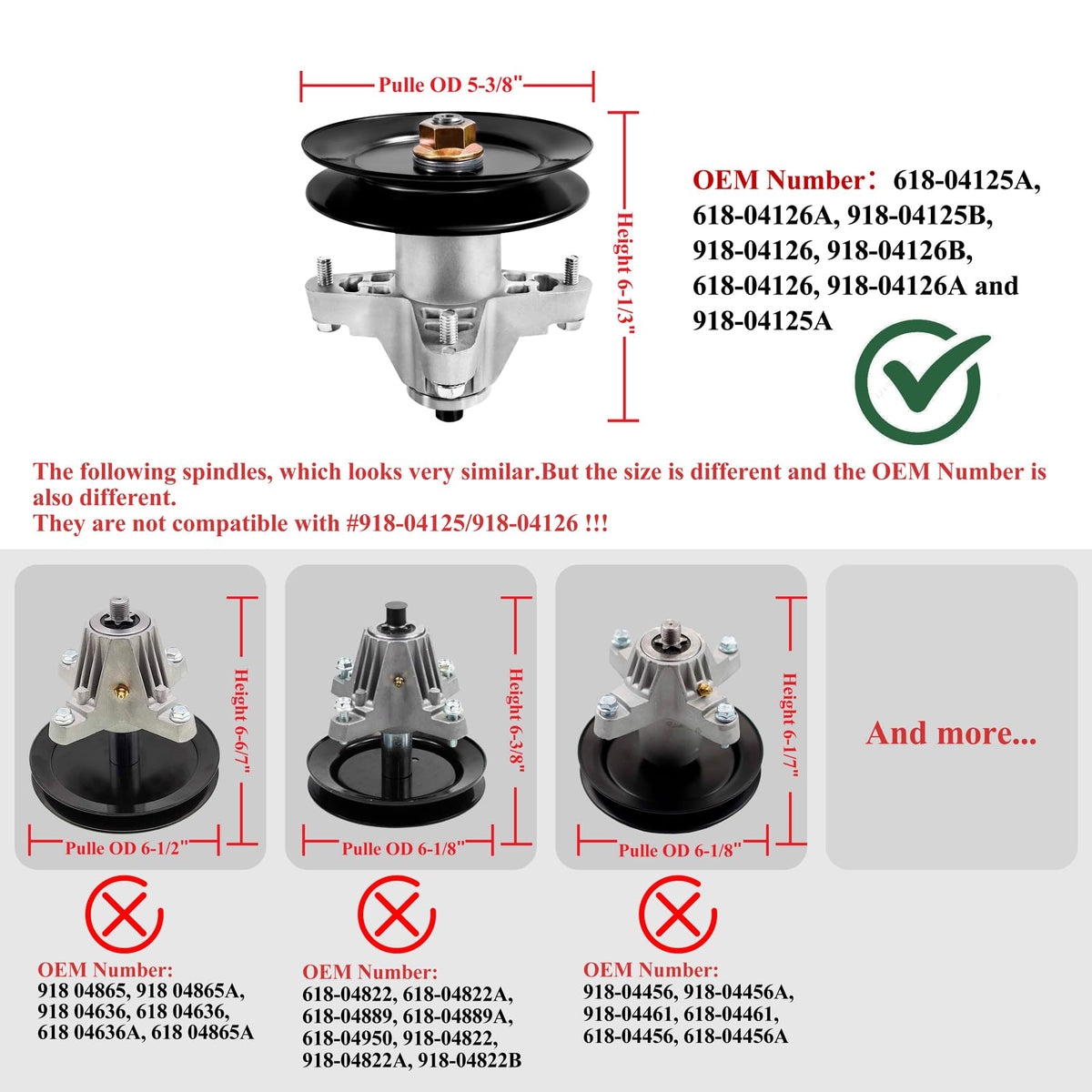 Parts Camp spindle with zerk fitting allows easy bearing lubrication.