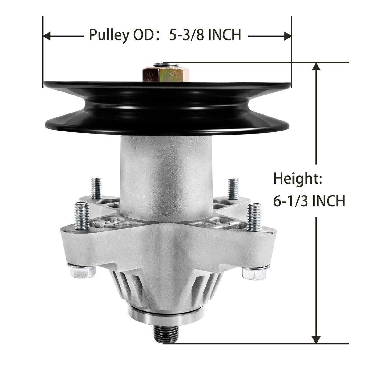 Parts Camp LT1050 50-inch deck spindle keeps blades aligned for smooth cuts.
