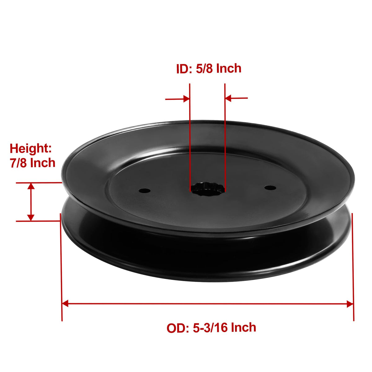 Parts Camp spindle pulley showing 5/8 inch mounting hole for secure fit