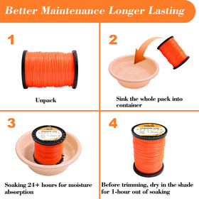 Parts Camp trimmer line 095 orange round bright color improves visibility during trimming.