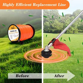 Parts Camp trimmer line 095 orange round ideal for edging along sidewalks.