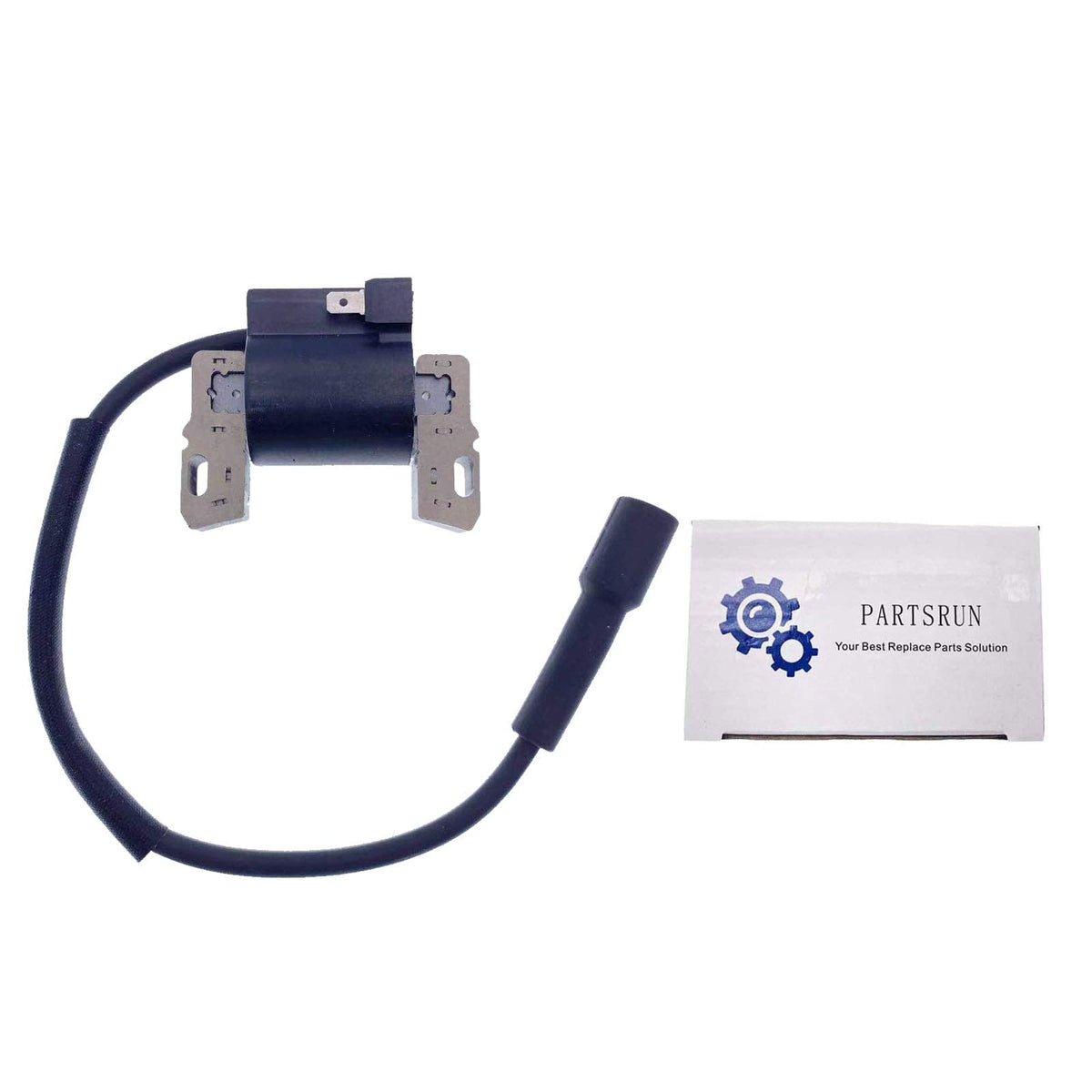 PARTSRUN ignition coil close-up showing 440-433, reliable replacement for lawn tractors