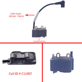 PARTSRUN ignition coil for Echo PB252 – mid-shot emphasizing sturdy housing and reliable connection.
