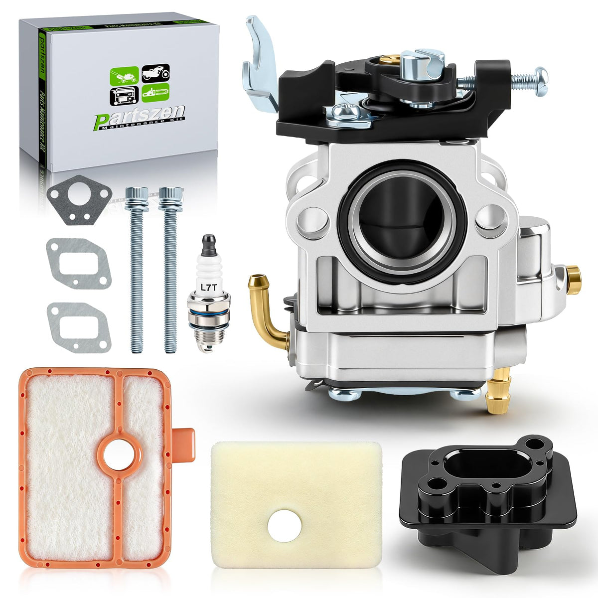 Partszen carburetor kit for Husqvarna, ready for a complete tune-up.