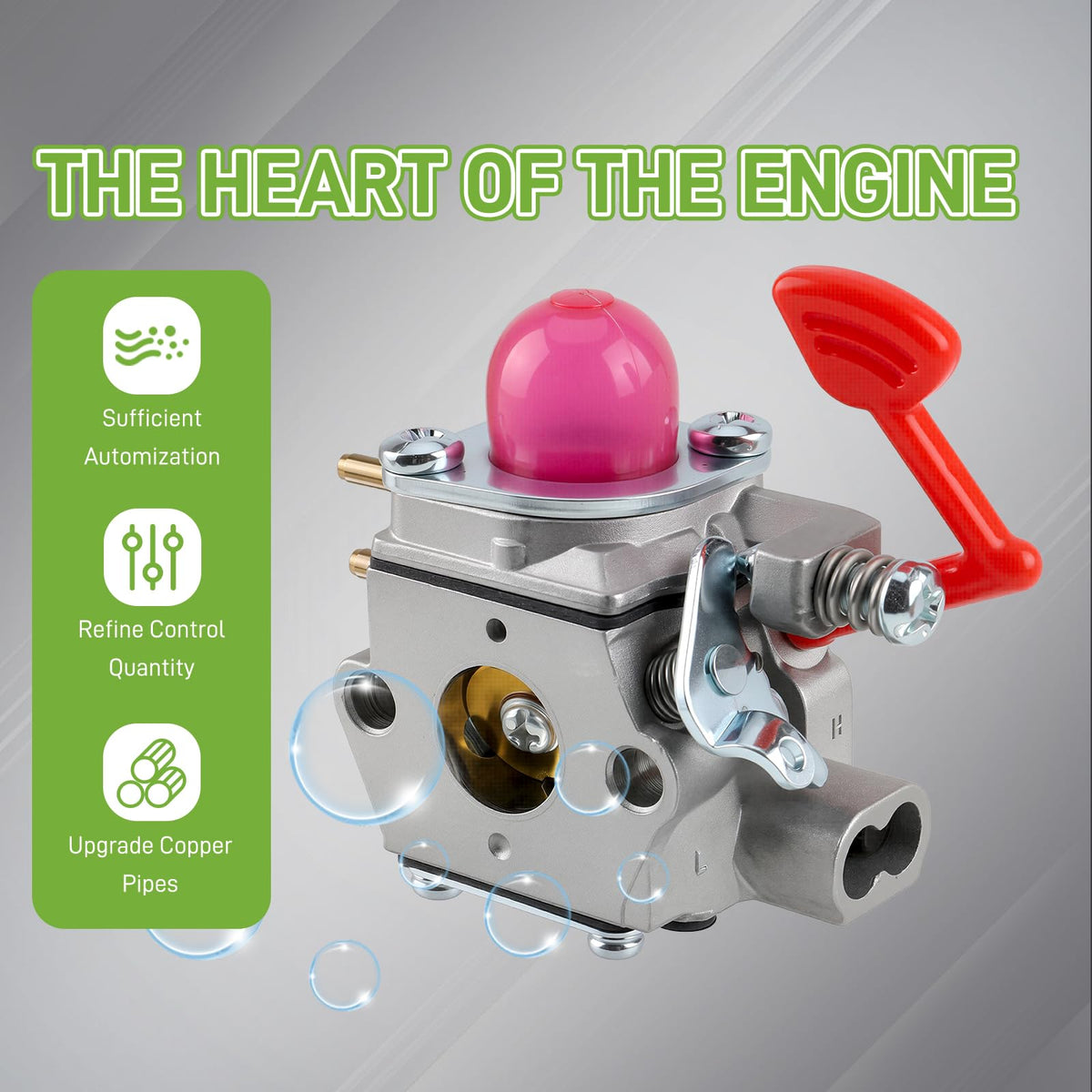 Partszen carburetor set with fuel filter and fuel line for smooth fuel delivery.