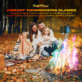 Party Flames family-friendly moment as kids and adults enjoy the rainbow flames.