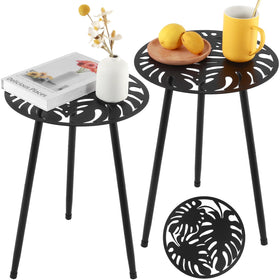Party Zealot monstera leaf side table, compact outdoor accent for small balconies or patios.