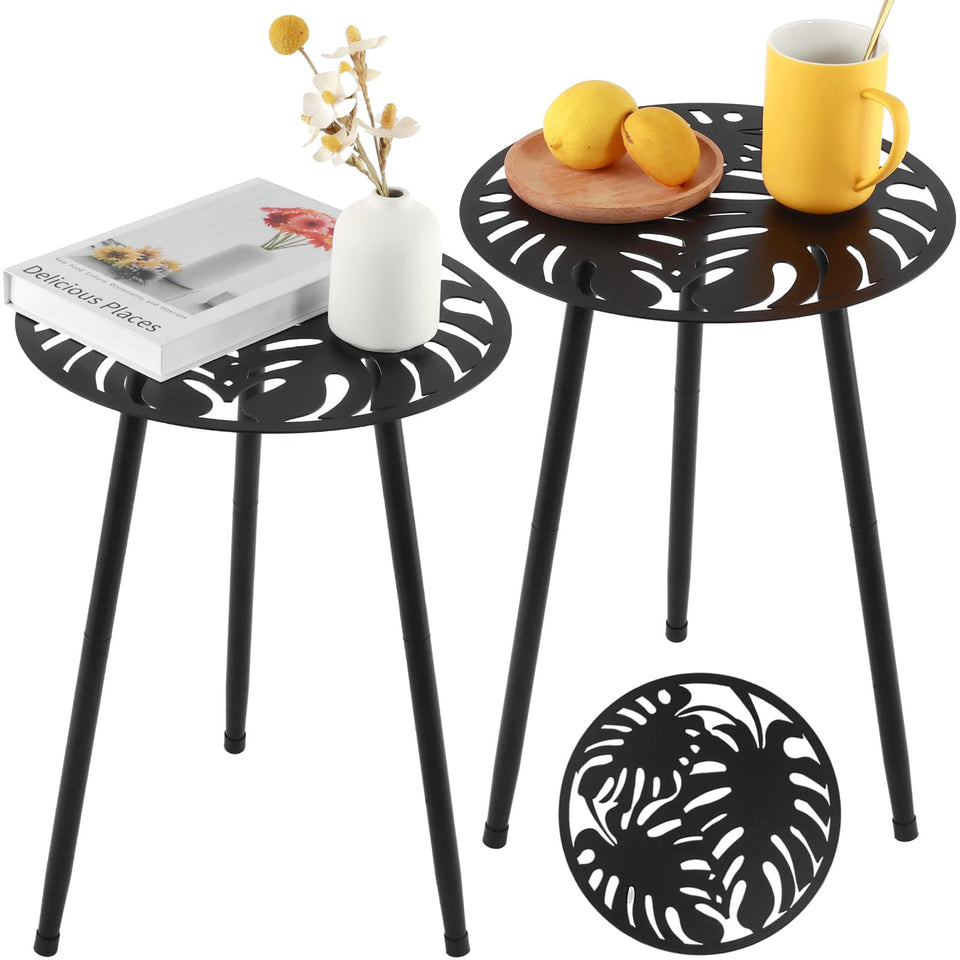 Party Zealot monstera leaf side table, compact outdoor accent for small balconies or patios.