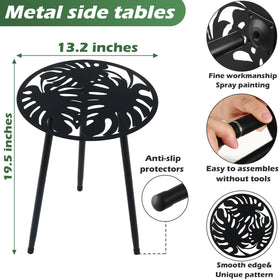 Party Zealot monstera leaf side table, ideal as a plant stand on porches and patios.