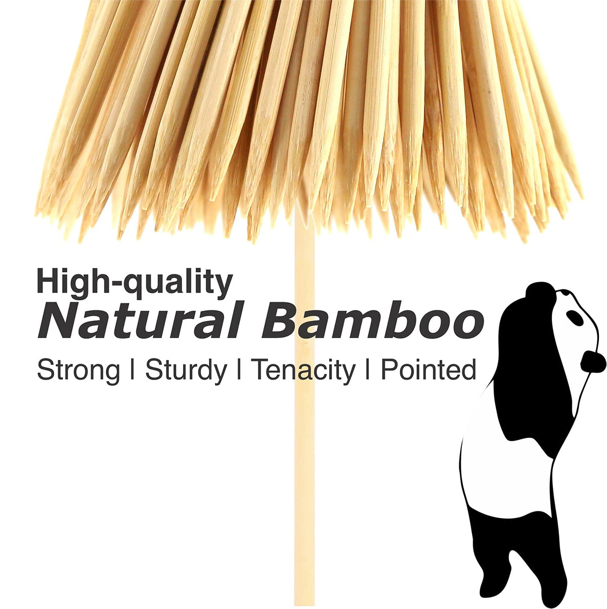 PARTYHIPPO bamboo skewers close-up showing smooth surface and sturdy wood