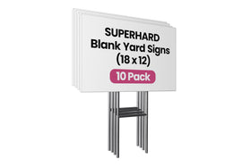 PartyPrints 18x12 white yard sign for outdoor promotions with clear visibility.