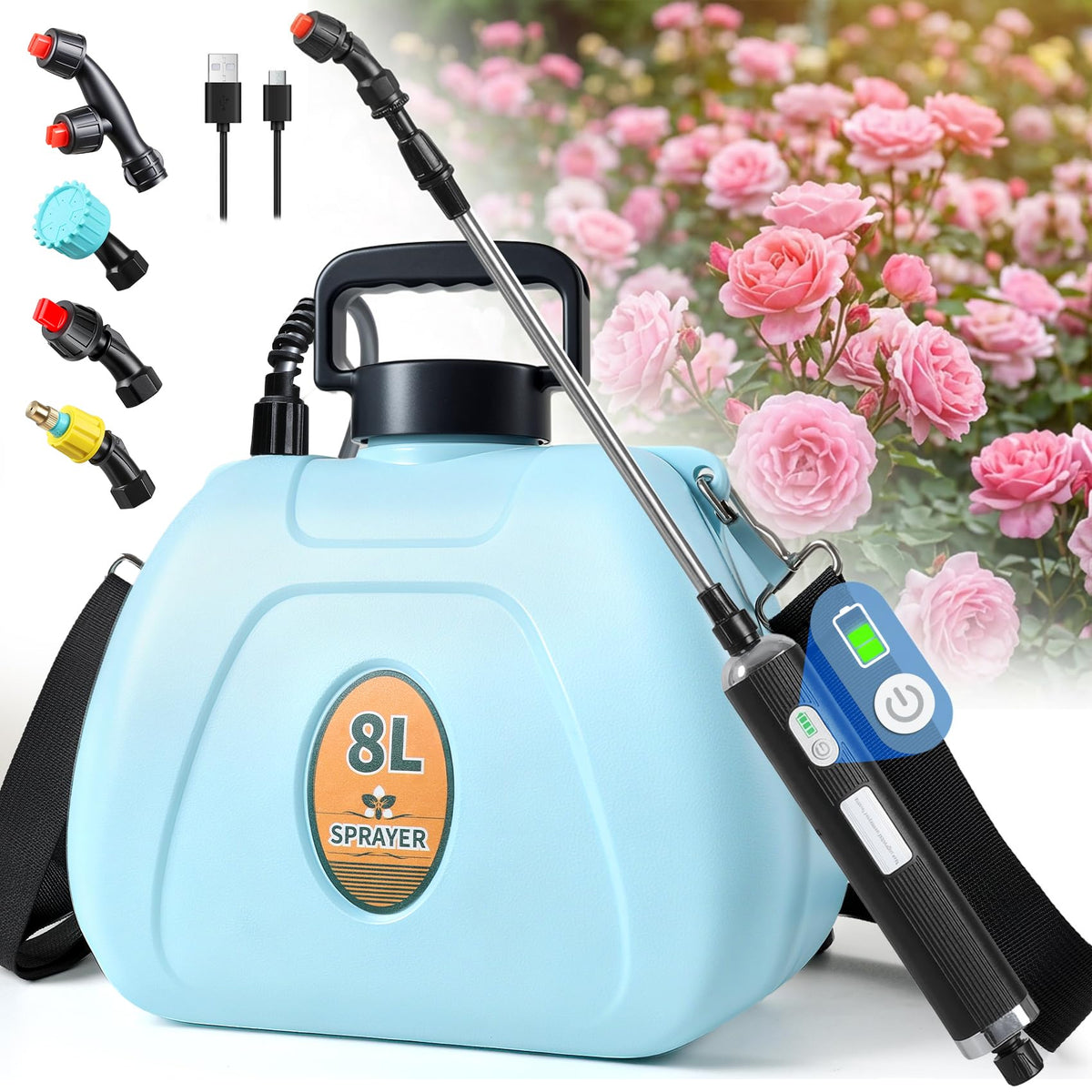 PASAMIC 2-gallon sprayer with battery indicator for quick status checks