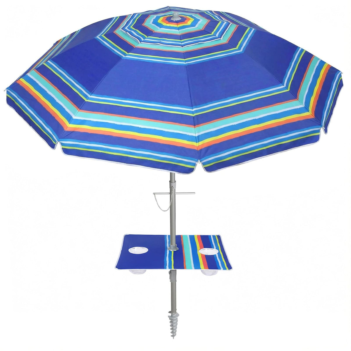PASAMIC 7ft umbrella with built-in table provides convenient drink surface.