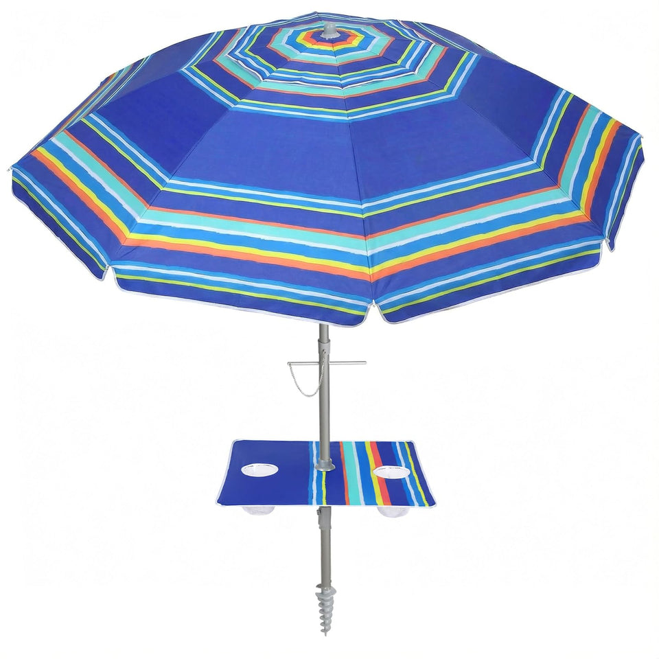 PASAMIC 7ft umbrella with built-in table provides convenient drink surface.