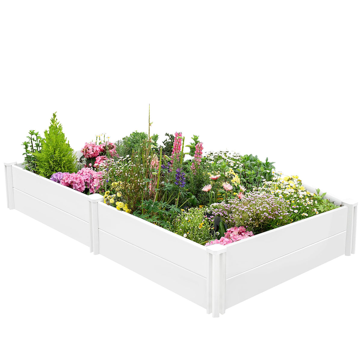 PASAMIC 8x4x1ft vinyl raised garden bed for durable outdoor planting
