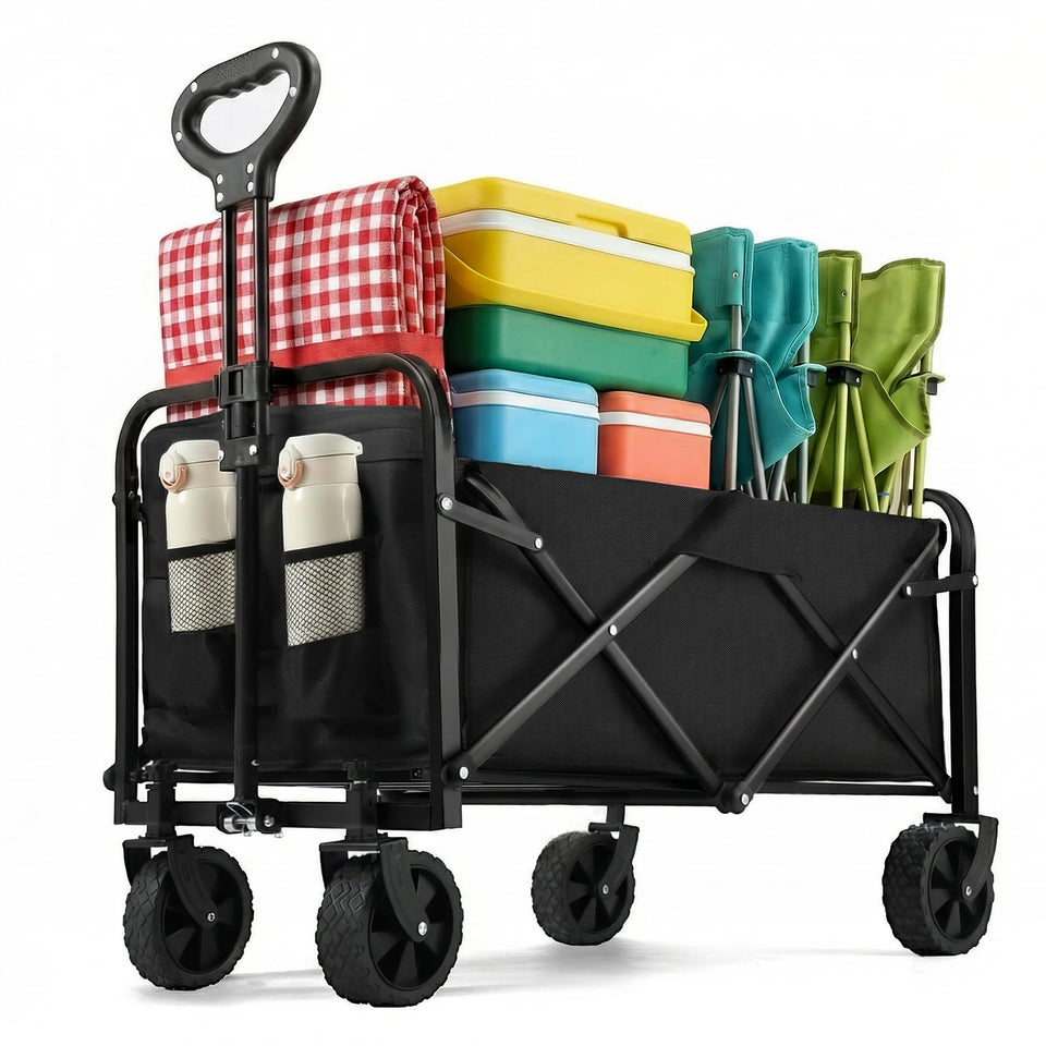 PASAMIC collapsible wagon front view showing sturdy frame for groceries and outings