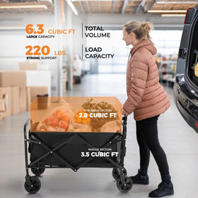 PASAMIC collapsible wagon side view highlighting spacious 100L capacity