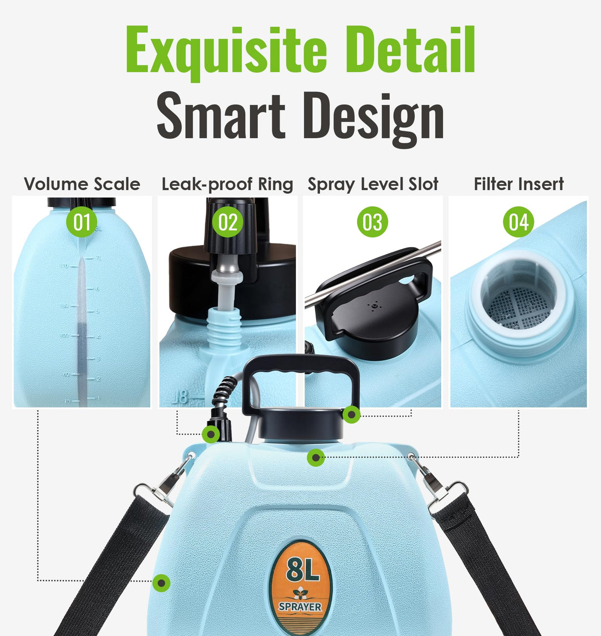 Ergonomic handle and padded straps on the PASAMIC sprayer