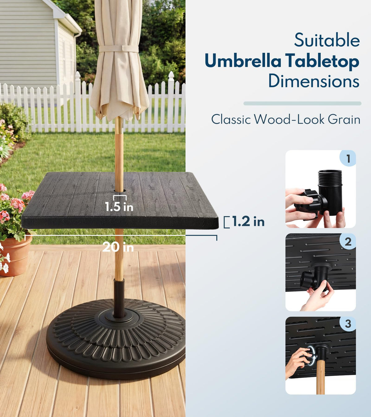 Pasamic patio table enhances garden or balcony ambience