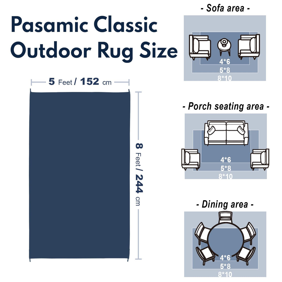 Pasamic reversible straw pattern rug showing two colorways for versatile outdoor styling.