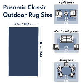 Pasamic reversible straw pattern rug showing two colorways for versatile outdoor styling.