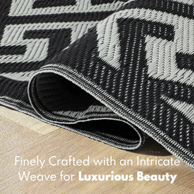 Pasamic rugged outdoor rug suitable for decks, balconies, and RV setups.