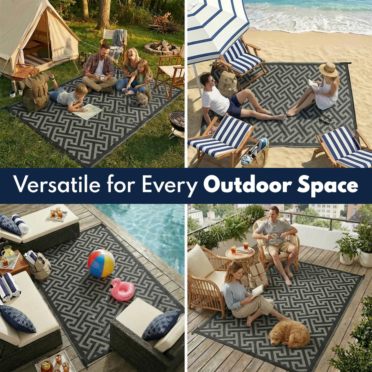 Pasamic UV-protected rug keeps colors vibrant even in bright sun.