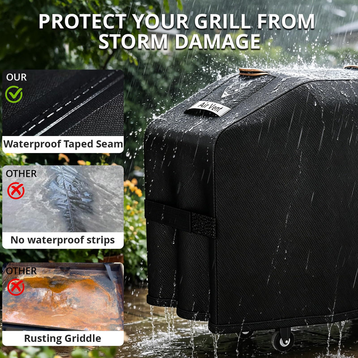PasWith 800D Oxford fabric shields grill from sun and wind