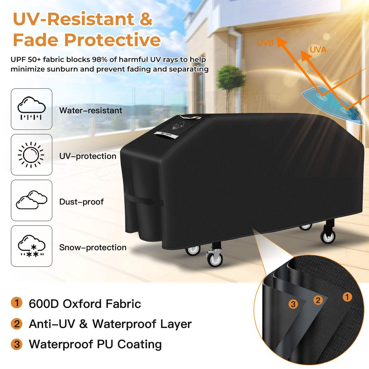 PasWith air vent helps moisture escape for comfort