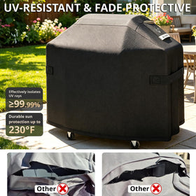 PasWith waterproof dual-layer fabric keeps grill dry in rain and snow.