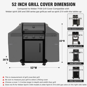 PasWith waterproof sealed seams protect the grill from leaks and moisture.
