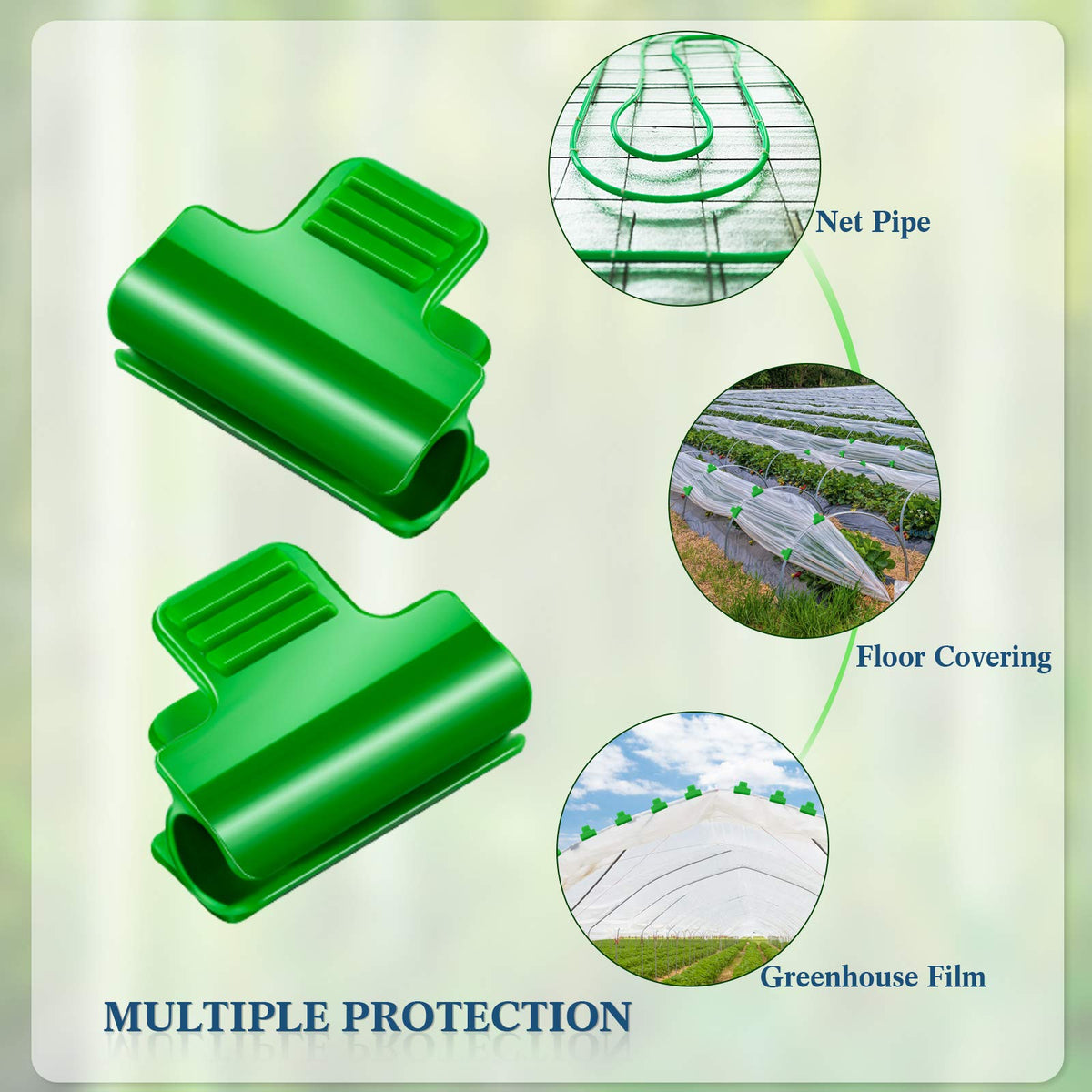 Patelai decorative green clips brighten garden spaces while supporting lightweight covers.