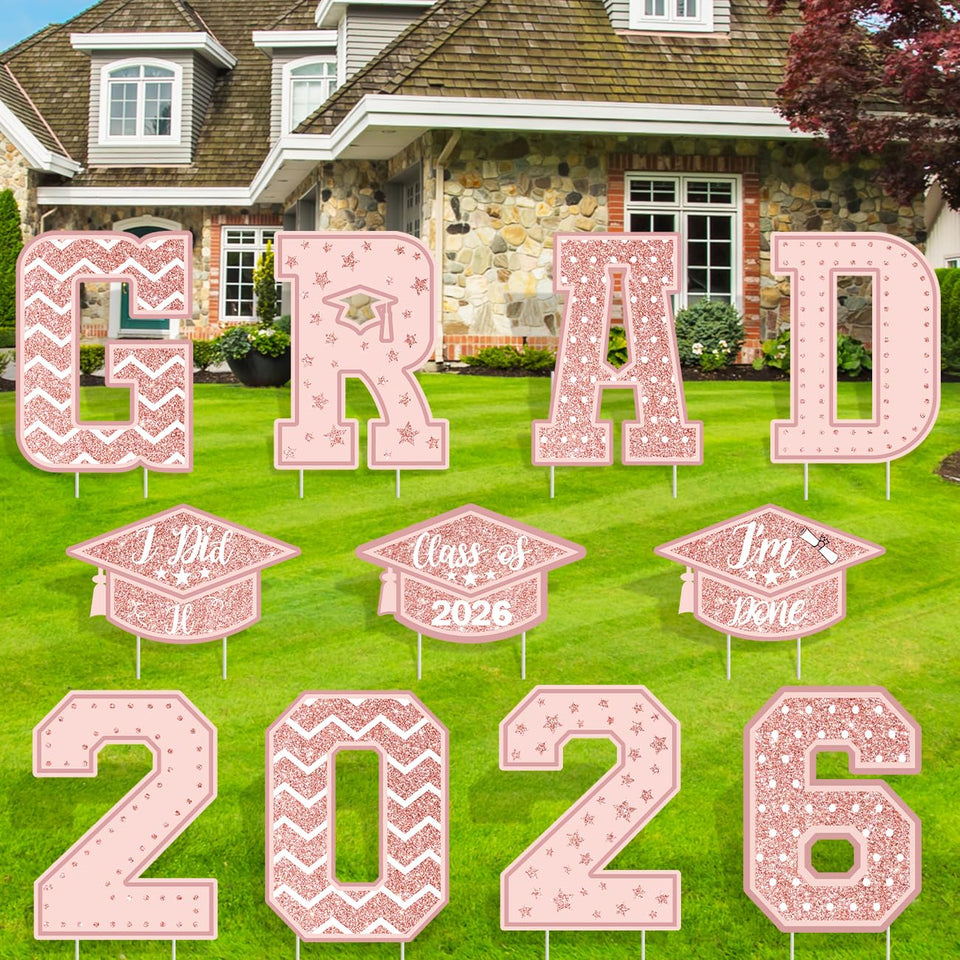 PATIAI 2026 graduation letters yard sign in pink gold for outdoor display and photos