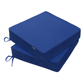 PatioGlow blue outdoor chair cushion 19x19 with waterproof cover for durable outdoor comfort.