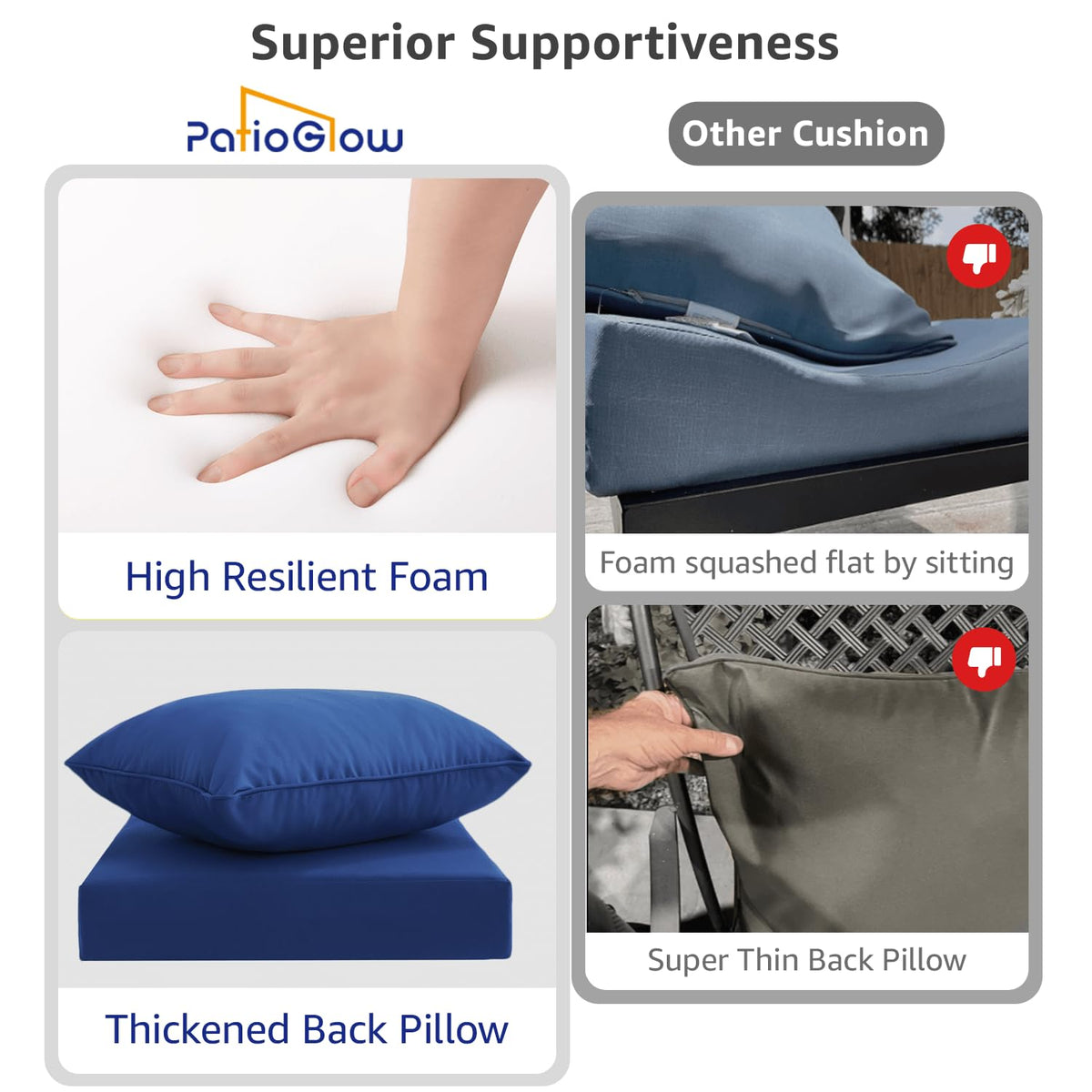 Built-in ties secure cushions on windy patio furniture
