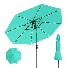Patio Kingdom 10ft solar LED umbrella opens wide for shade and ambient light.