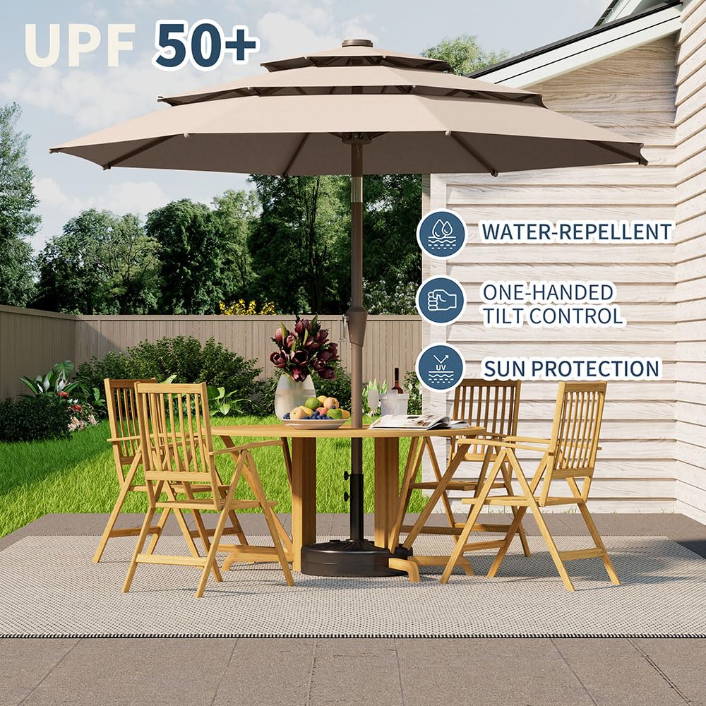 Patio Kingdom 10ft 8-rib frame offers sturdy support.