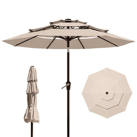 Patio Kingdom 10ft vented umbrella front view for stable shade in breezy patios.