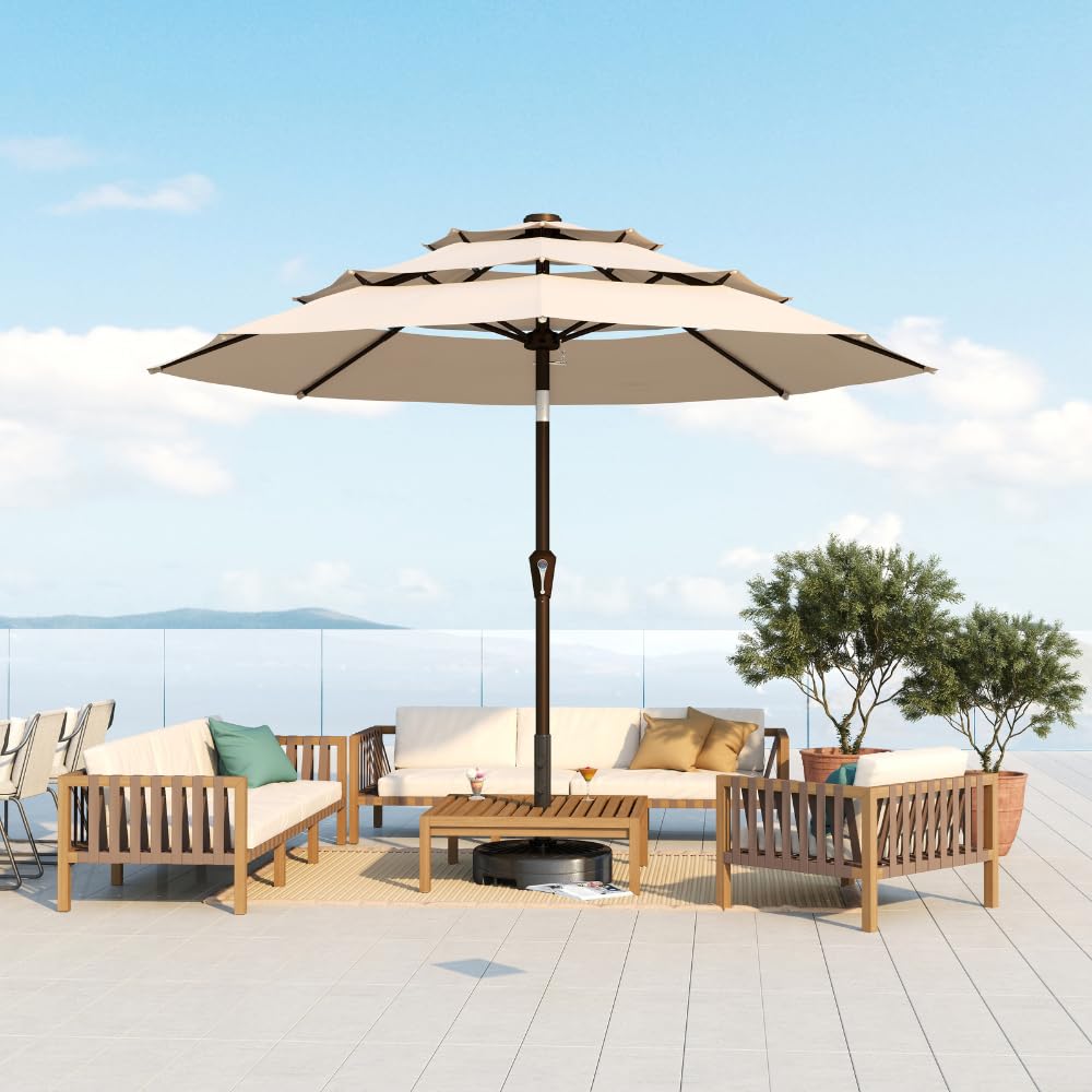 Patio Kingdom 10ft iron pole provides durable center support.