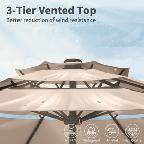 Patio Kingdom 10ft vented canopy demonstrates wind-friendly design.