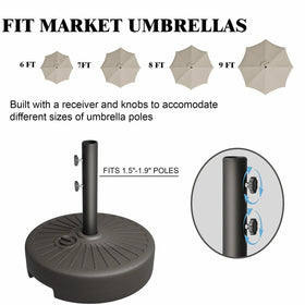Patio Kingdom heavy-duty HDPE base resists rust and weathering for year-round use.