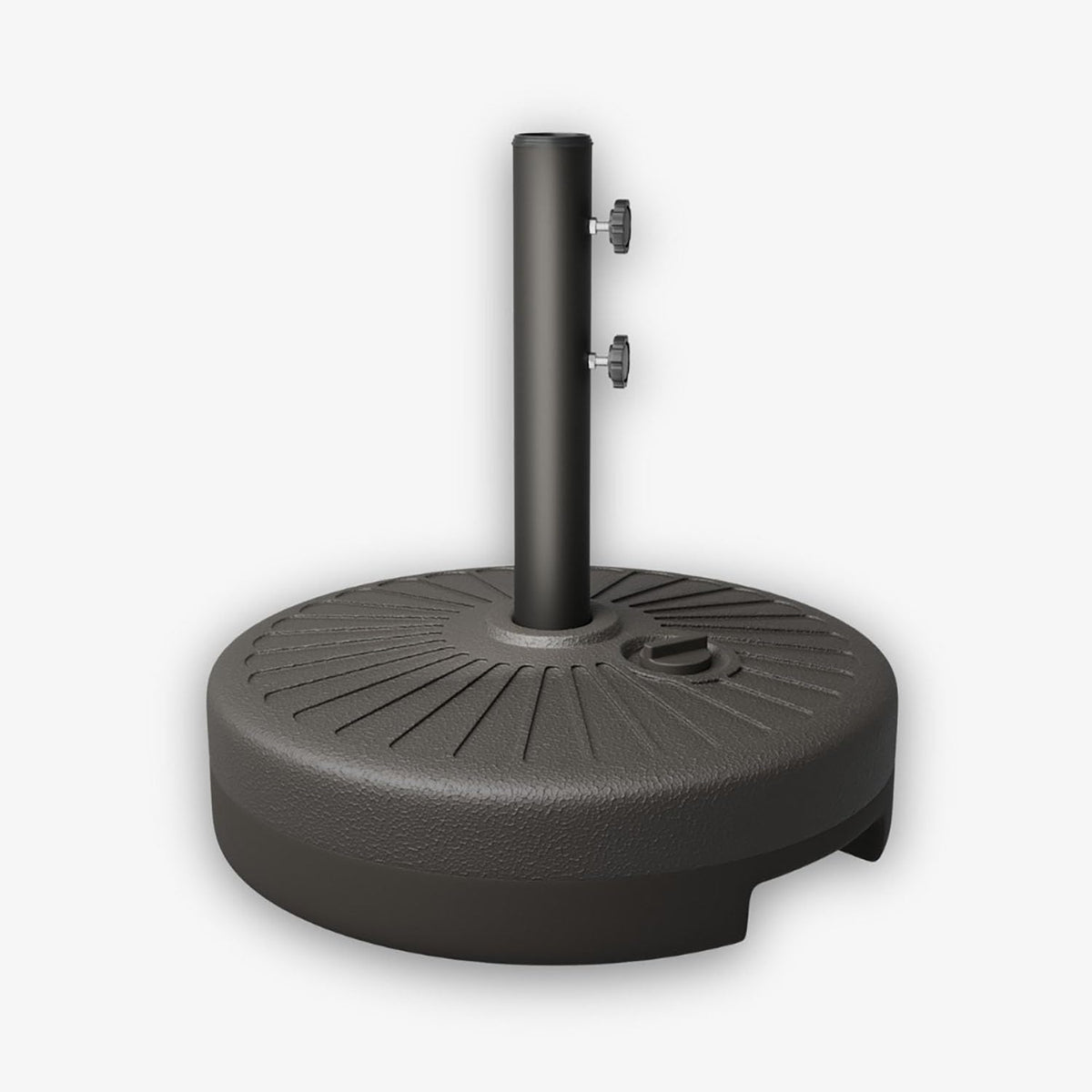 Patio Kingdom 22L base with secure lock anchors umbrellas firmly in breezes.