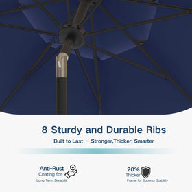 Patio Kingdom one-point-five-inch iron pole adds sturdy wind resistance.
