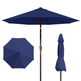 Patio Kingdom 9ft umbrella with fiberglass ribs flexing in breeze for sturdy shade