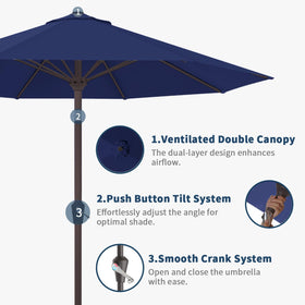 Patio Kingdom shade over a garden table setup