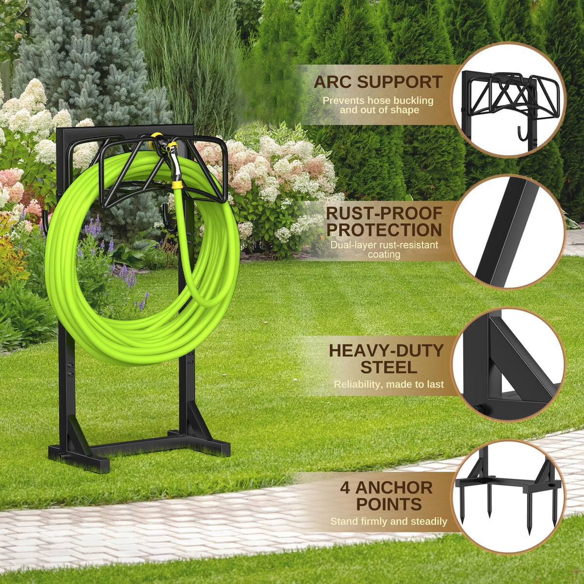 Patiobay hose holder with rust-resistant coating for outdoor use