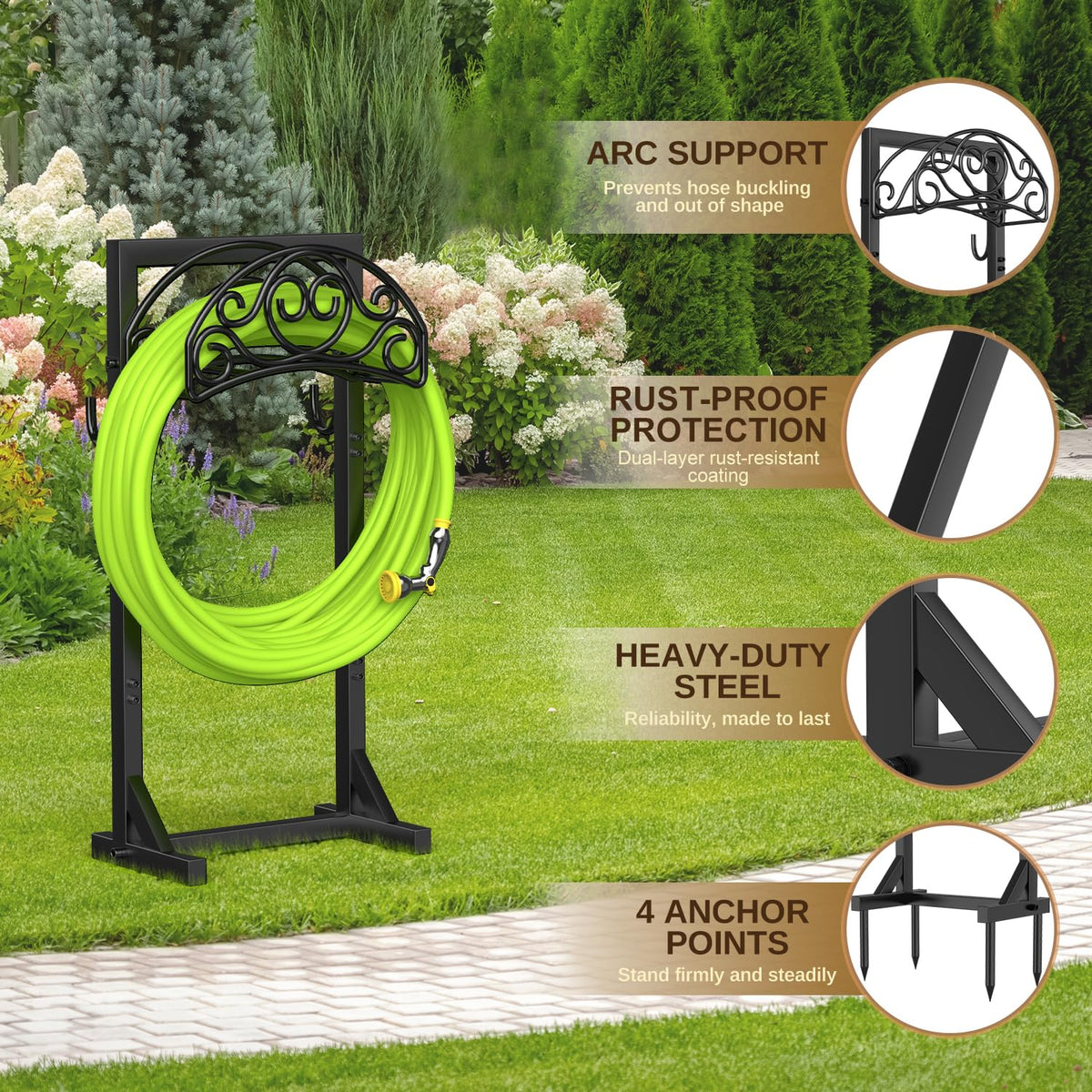Patiobay freestanding design with anchoring spikes ensures stable placement on uneven ground outdoors
