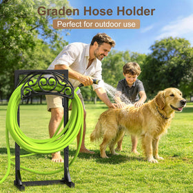 Patiobay outdoor hose storage stands neatly in the yard for organization
