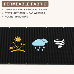 Patiobay installation straps show quick, secure mounting on a fence.